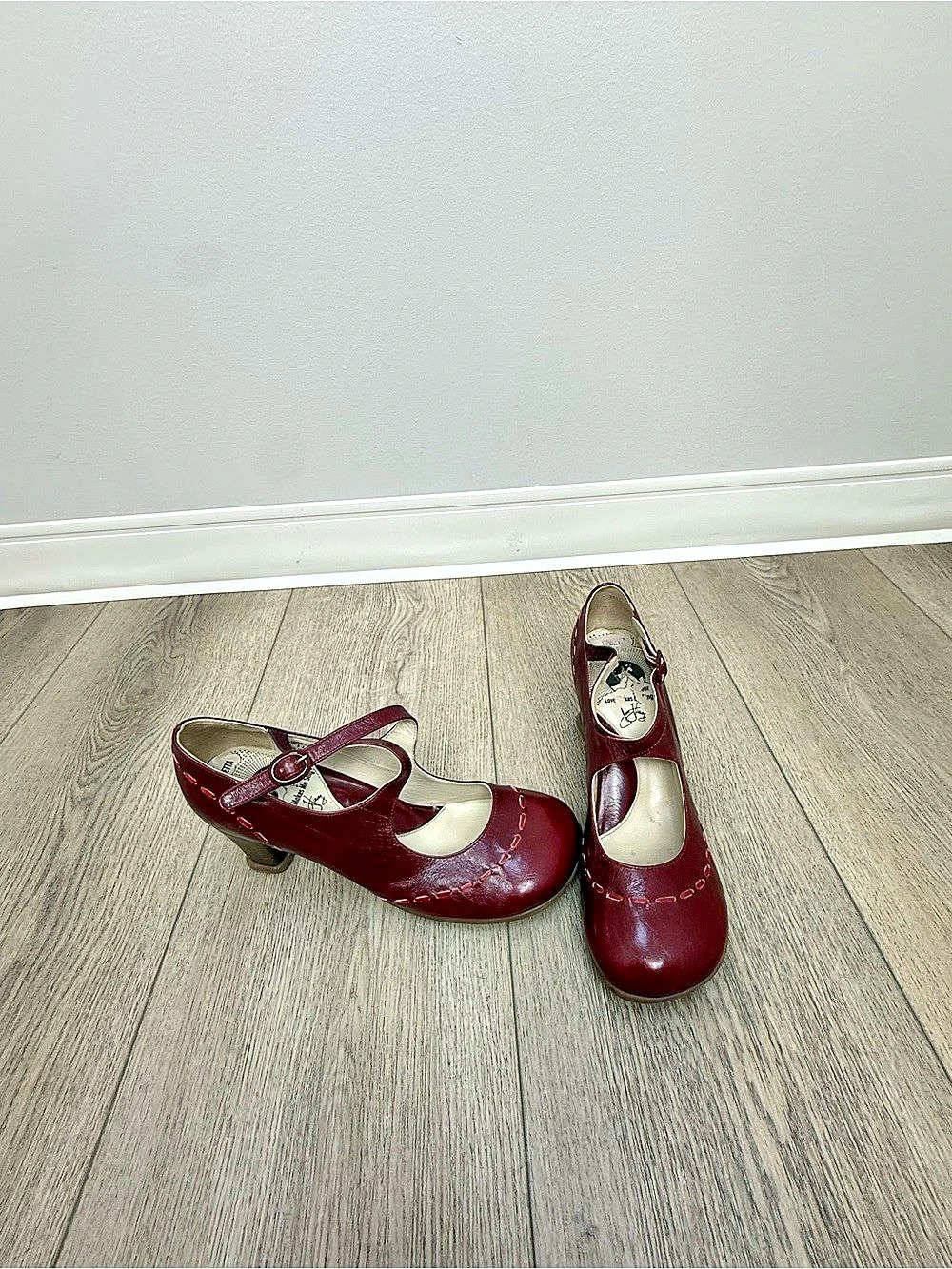 John Fluevog Burgundy Mary Jane Heels